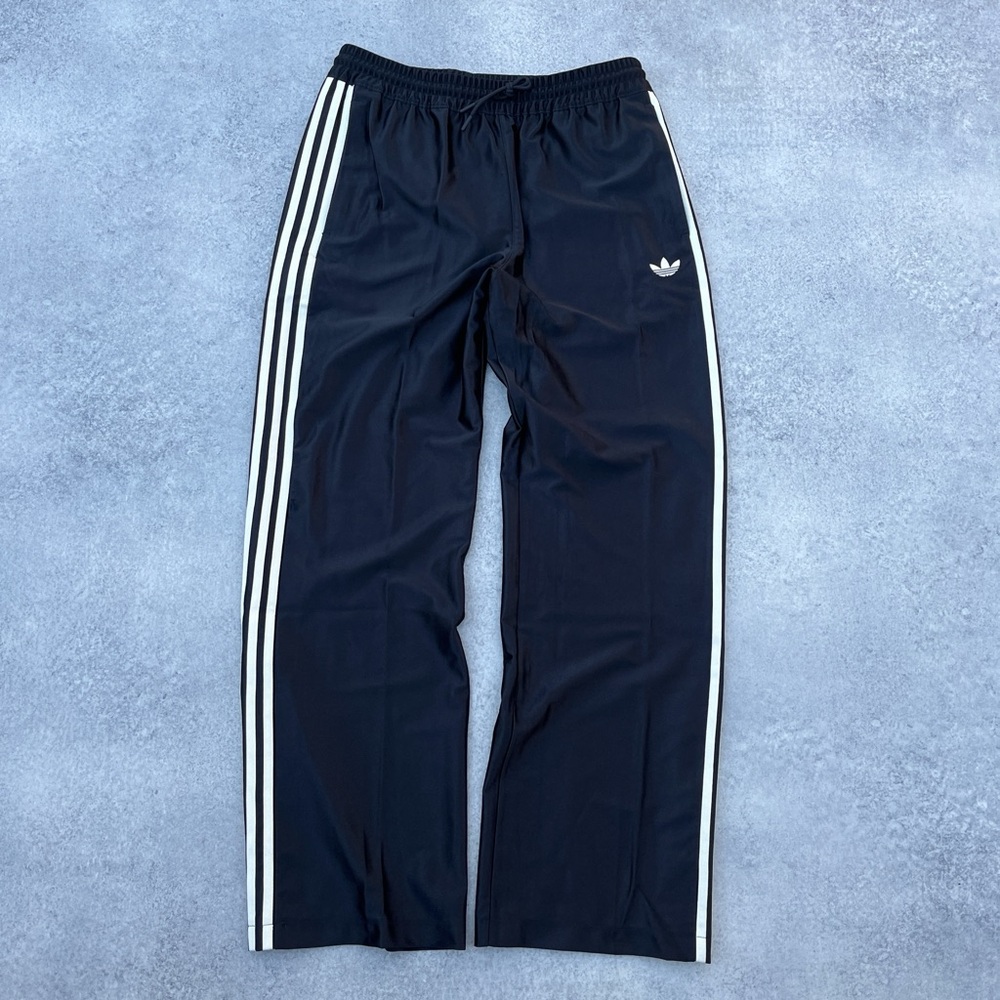 Adidas Y2K Style Black Lightweight Wide Leg Tear Away Cream White Track Pants